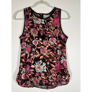 Vintage Y2K Baraschi floral embroidered sheer sleeveless blouse S bohemian